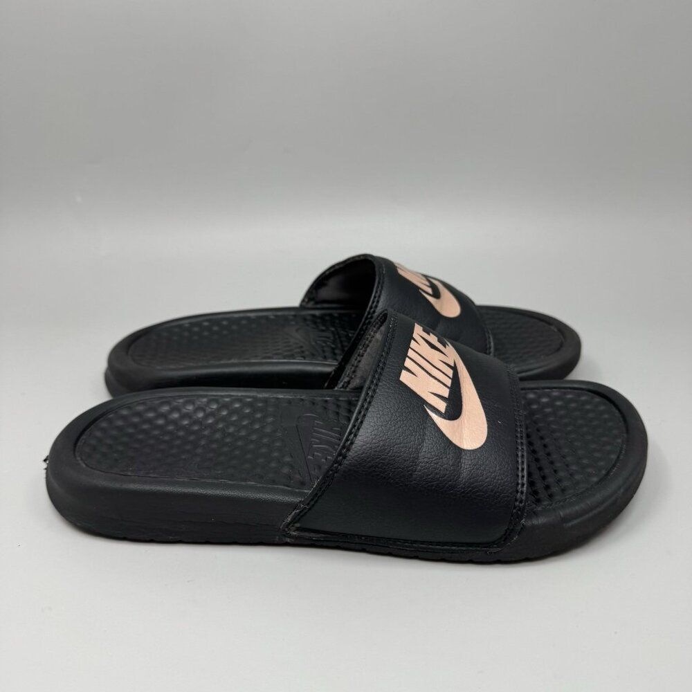 Nike Womens Benassi Jdi 343881-007 Black Open Toe Slip-On Slide Sandals Size 6